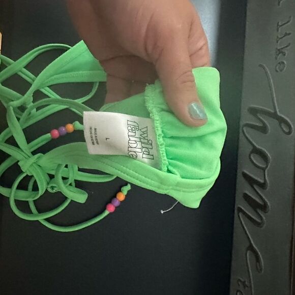 Wild Fable Beaded Wrap Bralette Bikini Top Bright Mint Green Size Large NWT - Picture 5 of 9